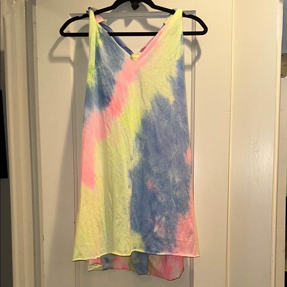 Yellow and Pink Relaxed Sleeveless Tank Top